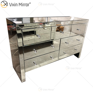 Gabinete de estilo clásico WXF-817 Cajones Muti modernos plateados Armario espejado Tamaño personalizado