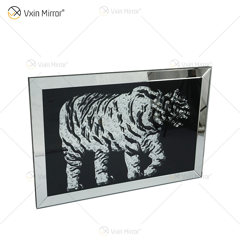 VXin WXMA-22 decoración del hogar marco de vidrio espejado tigre pared arte cristal porcelana pintura espejo pared arte