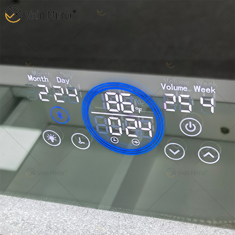 Vanity Hollywood LED con Bluetooth WXDL-1208 Mesa de arena de cristal Espejo de maquillaje de estilo decorativo ovalado para juegos de dormitorio