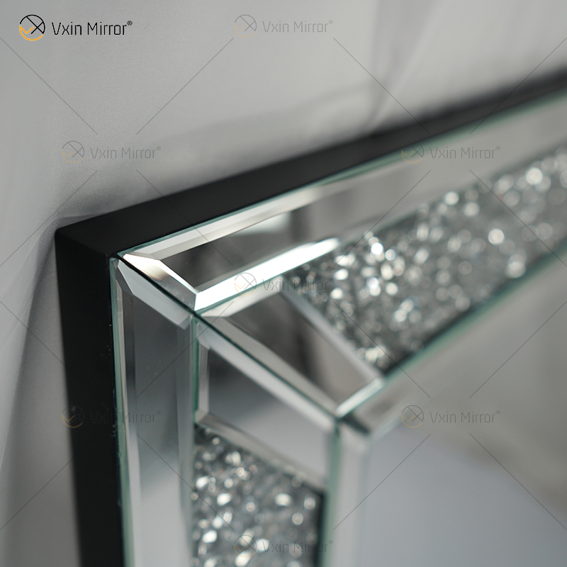 Rectángulo caliente diseño Vxin WXM-1761 decoración de pared plata triturado espejo colgante de pared de diamante