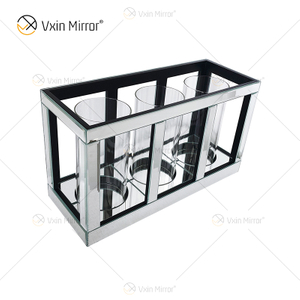Meetart Crystal Clear Silver Mirror Glass Portavelas con 3 velas Tubo de luz Elegante Ideal para la decoración del hogar WXCH-65