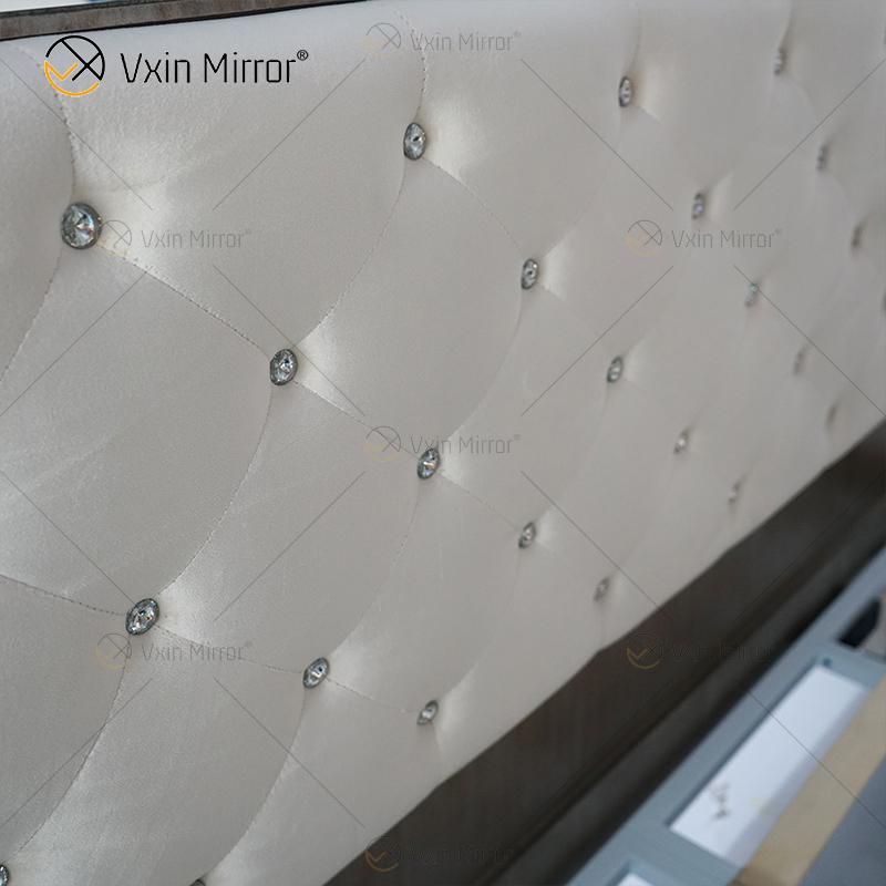 Espejo Vxin Muebles antiguos WXWF-1084 Grace Golden Silver Cama King con espejo de lujo