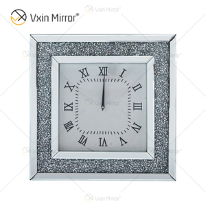 Reloj Espejo WXMC-011 Reloj Decorativo Plateado Con Diamante Triturado