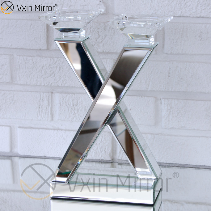 Venta caliente Vxin Mirror WXCH-63 Crystal X Shape Mirrored Candle Holder