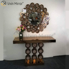 Muebles de espejo de mesa de consola de vidrio de diamante triturado redondo moderno Vxin de bajo precio