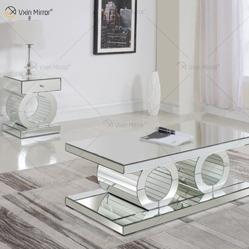 Mesita de noche con espejo moderna personalizada con mesas laterales de cajón para muebles de hogar para sala de estar