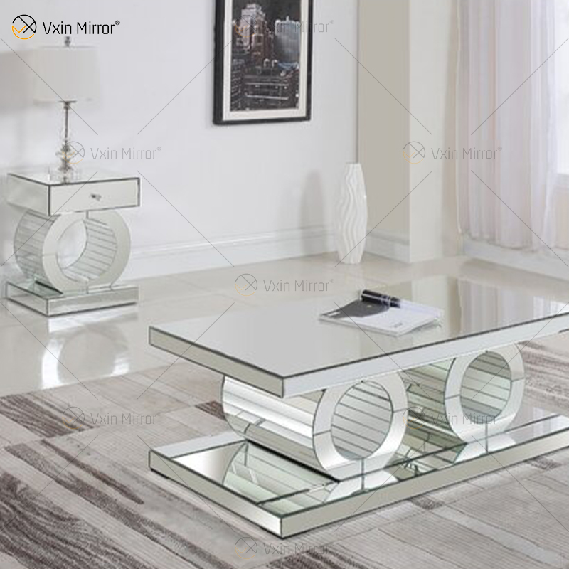 Mesita de noche con espejo moderna personalizada con mesas laterales de cajón para muebles de hogar para sala de estar