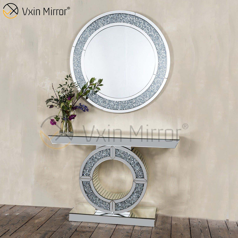 Nueva llegada fuente de fábrica Vxin moderna mesa de consola de cristal con espejo de diamante negro