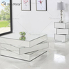 Vxin WXF-2138 Mesa de centro con espejo de geometría de diamante triturado brillante en 3D plateada cubierta con diamantes