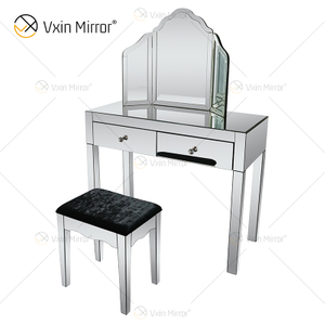 Silla de tocador de plata moderna de suministro de China 2 cajones con espejo de cuerpo entero