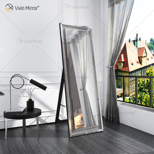 Espejo de pie rectangular para colgar o inclinarse, espejo envolvente de cristal para todo el cuerpo, espejo de tocador montado en la pared para dormitorio
