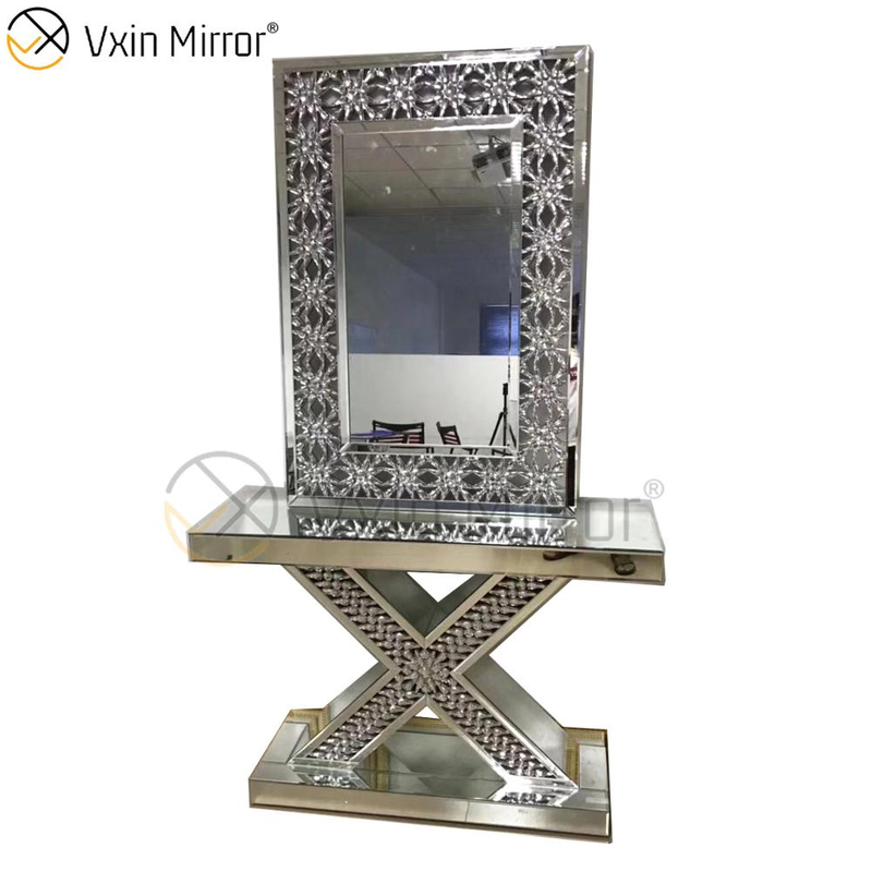 Estilo único Vxin Silver Modern Mirror Furniture Crystal Mesa de consola de estilo francés con espejo