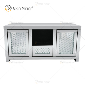 Gran oferta 2019, muebles de plata con diamantes de cristal, soportes para gabinete de TV, 1 cajón, 2 puertas