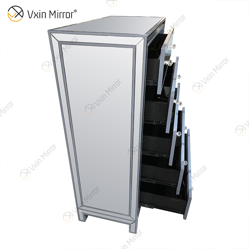 Vxin Mirror WXR-006 Armario plateado para decoración del hogar con 5 cajones