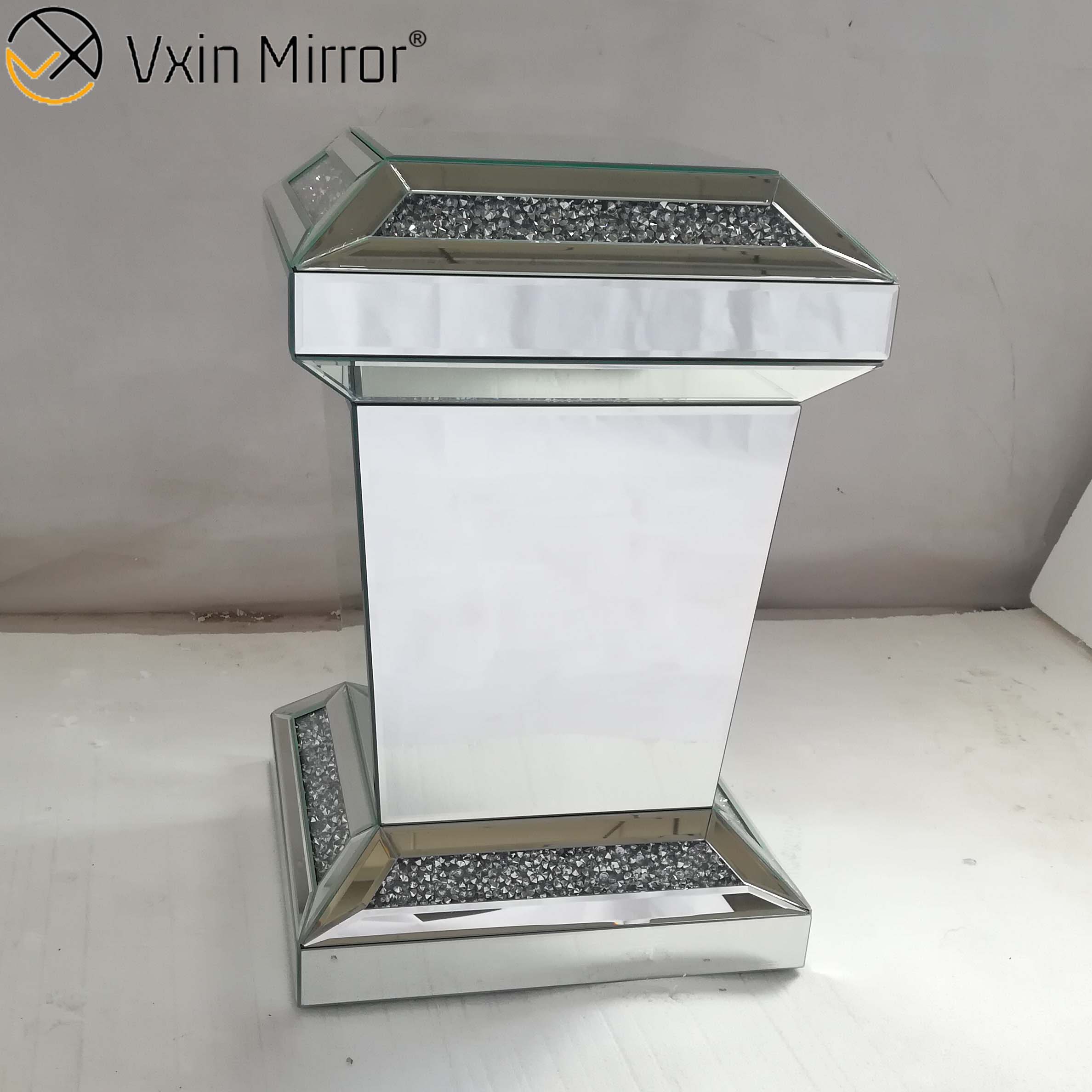 Vxin Mirror WXF-725 Mesa auxiliar con espejo de diamante rectangular moderno Mesa auxiliar con espejo 3d para sala de estar