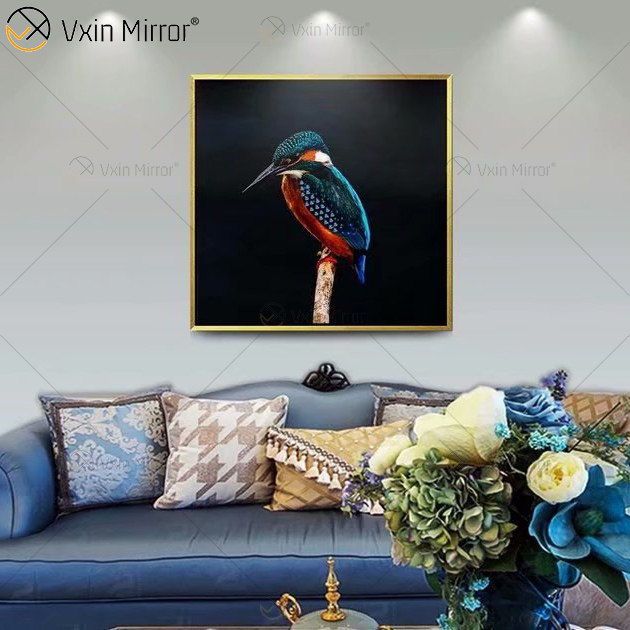 Espejo de marco de aluminio de lujo, arte de pared, pintura de porcelana de cristal, Fondo de sofá, pintura colgante de pared, decoración de sala de estar