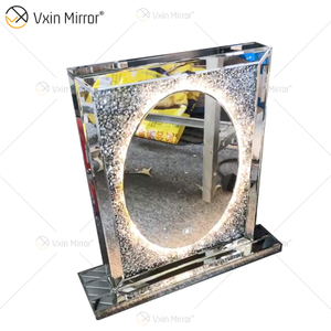 Producto profesional, espejo Vxin de alta calidad, WXM-2596, luz LED de 3 colores, diamante, espejo de maquillaje elegante y sencillo, pantalla táctil