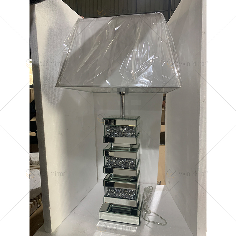 Suministro de fábrica WXTL-141 Lámpara de espejo de mesa LED de acrílico de cristal plateado moderno para luz cálida