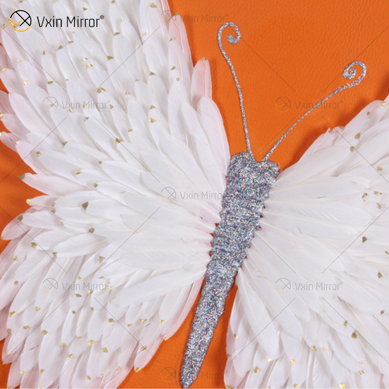 La pintura de mariposa Vxin WXPA-004 más nueva para la decoración del hogar arte de la pared cuadro colgante de plumas de Metal para el juego de sala de estar a la venta