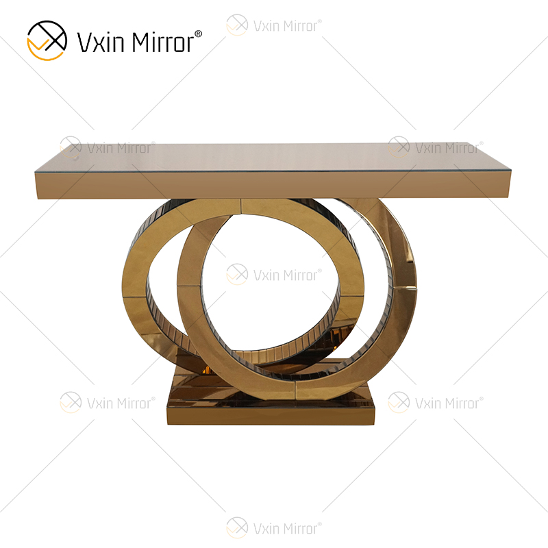 Directo de fábrica Diseño OO espejado para sala de estar con mesa de consola de diamante triturado Mesa de pasillo para tienda de hotel en casa