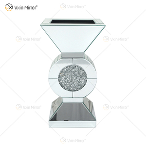 WXMV-066 Home Hotel Decor Florero de espejo de mesa con espejo de diamante triturado de plata para interiores