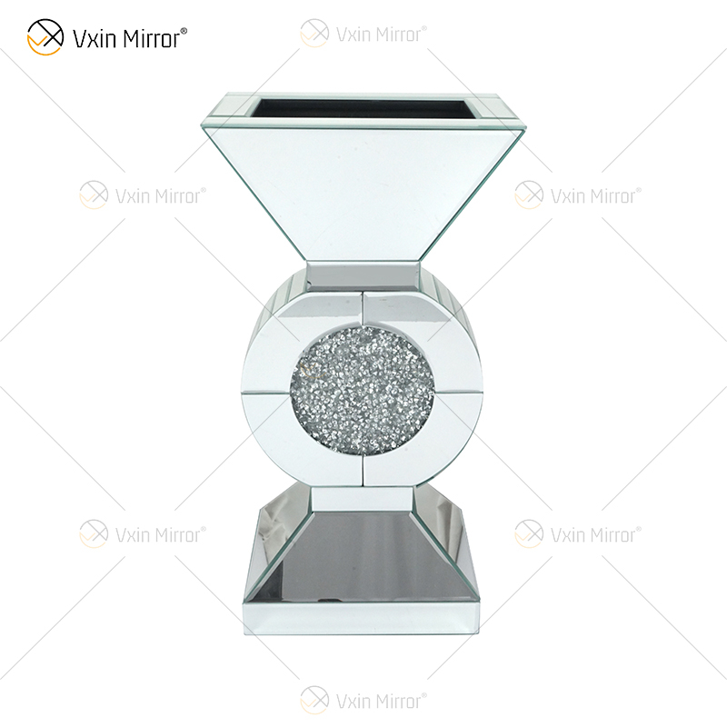 WXMV-066 Home Hotel Decor Florero de espejo de mesa con espejo de diamante triturado de plata para interiores