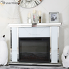 Chimenea de espejo de cristal blanco de cristal de diamante triturado para interiores de lujo en muebles de sala de estar WXWF-1108