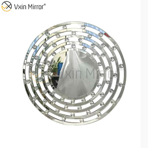 Espejo decorativo de diseño elegante, espejo de pared de cristal redondo de cristal plateado WXM-037