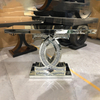 Venta al por mayor WXF-291 Mesa de consola de lujo con espejo moderno Mesa de consola de cristal de diamante de plata LED