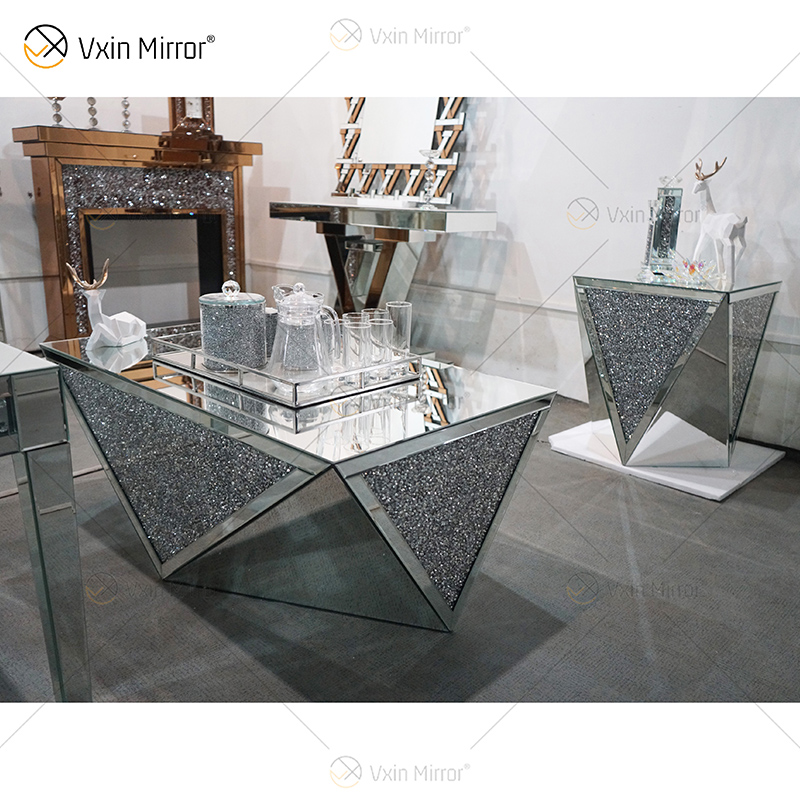 Suministro de fábrica WXF-711-1 Mesa auxiliar Acylic Mesa de centro con espejo moderno Mesa de centro con espejo pulido