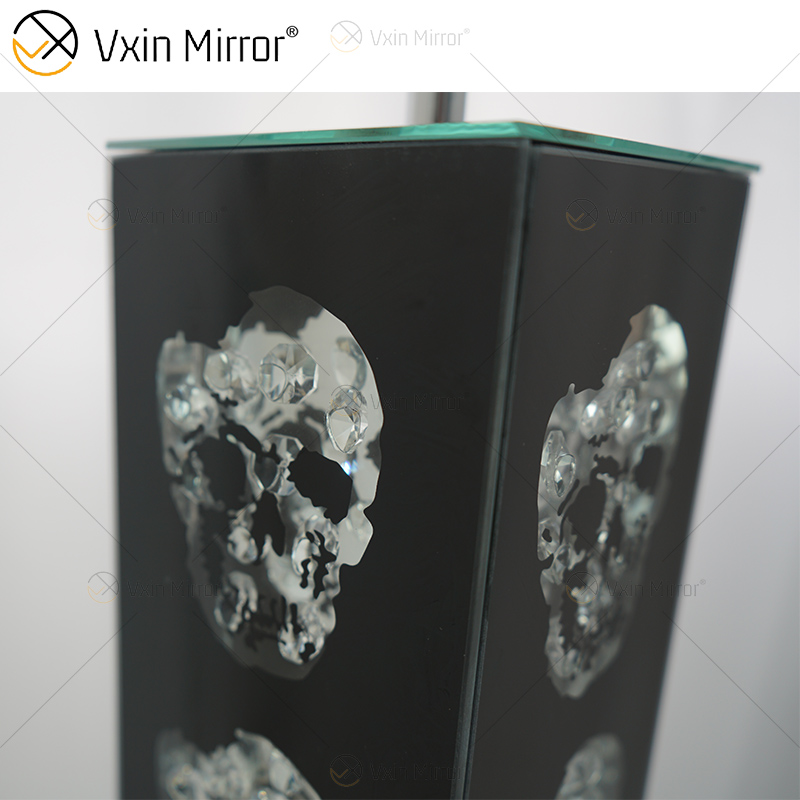 WXFL-027 de estilo gótico, lámpara de pie de cristal plateado para sala de estar con pantalla para lámpara de espejo de Hotel