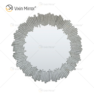 Nuevo diseño WXM-1131 Decoración de pared Sombra de diamante Espejo colgante de pared plateado