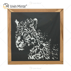 VXin WXMA-19 decoración del hogar marco de cristal espejado guepardo arte de pared cristal porcelana pintura espejo arte de pared