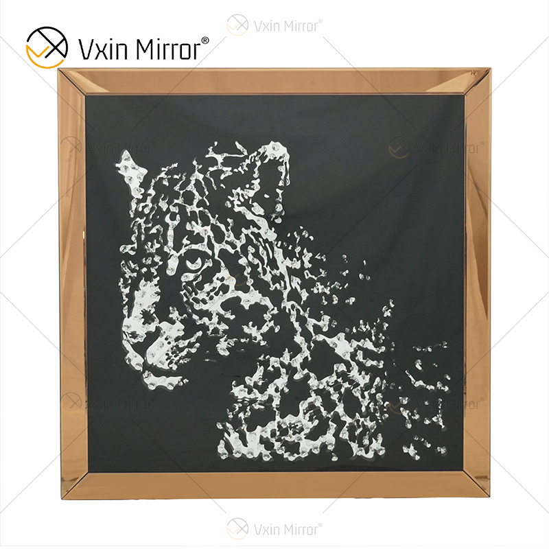 VXin WXMA-19 decoración del hogar marco de cristal espejado guepardo arte de pared cristal porcelana pintura espejo arte de pared
