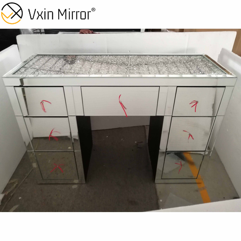 Venta caliente WXF-118 Pecho de cajones de esquina con espejo de diamante triturado