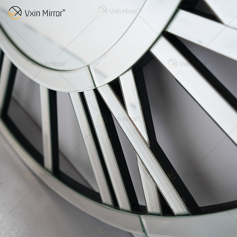 Venta caliente WXMC-04 pared moderna decorativa elegante diseño de números romanos reloj de espejo de pared de plata y oro