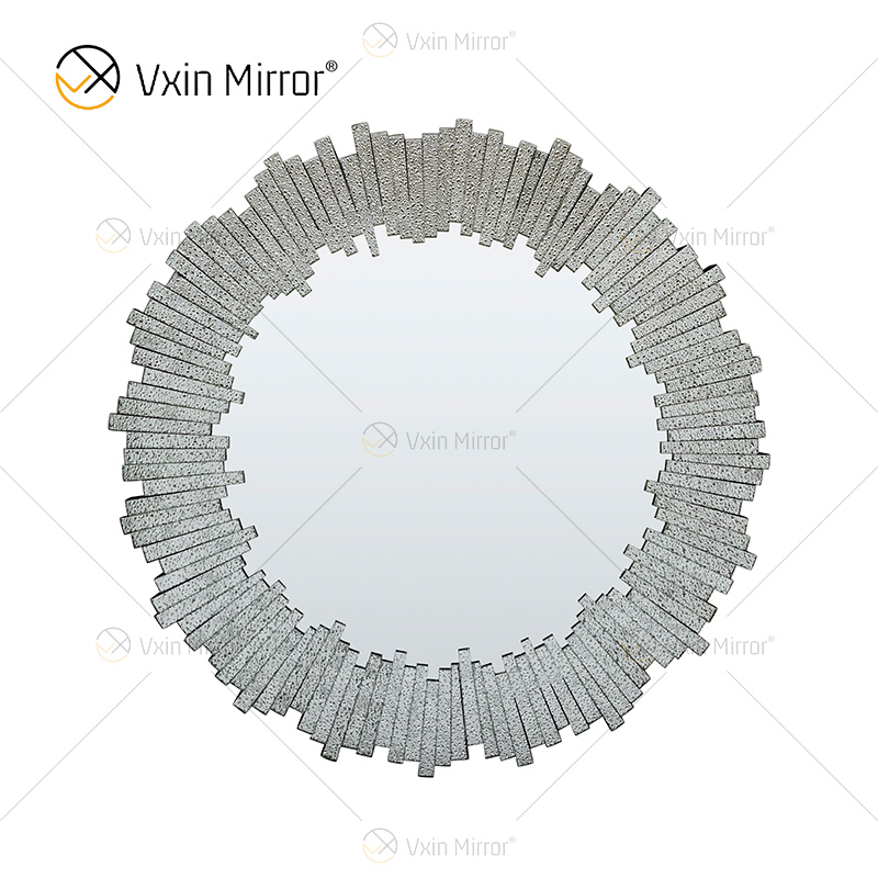 Nuevo diseño WXM-1131 Decoración de pared Sombra de diamante Espejo colgante de pared plateado
