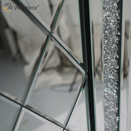 Espejo de cristal de diamante triturado rectangular veneciano, arte de pared, decoración del hogar, pasillo para sala de estar, sofás, WXM-502