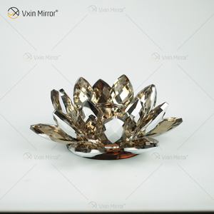 Fuente de fábrica Vxin Mirror Flower VX-07 Candelabro de plata Lotus Crystal Candle Holder