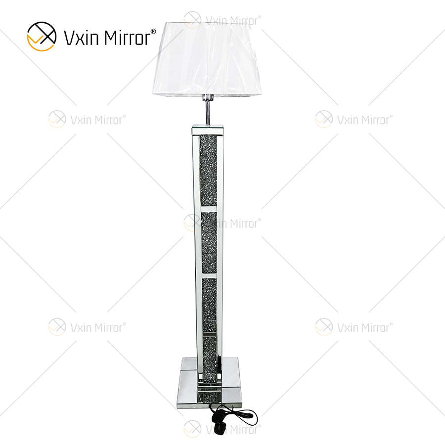 WXFL-032 Sala de estar Lujo Plata Moderna Triturada Dia Mond Lámpara de pie Lámpara de espejo
