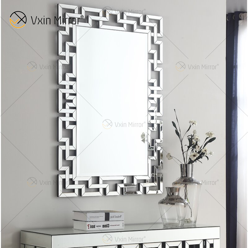 Venta directa de fábrica WXM-1516 Espejo montado en la pared de plata Rectángulo Decoración moderna Espejo de pared