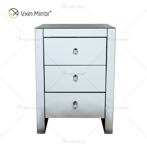 Venta caliente Elegante Vxin WXF-031-1 Mesita de noche con 3 cajones Mesita de noche con espejo plateado Mesita de noche con espejo