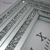 Gran oferta, reloj con espejo, WXMC-078, diamante triturado, decoración de pared plateada, reloj cuadrado elegante