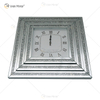 Gran oferta, reloj con espejo, WXMC-078, diamante triturado, decoración de pared plateada, reloj cuadrado elegante