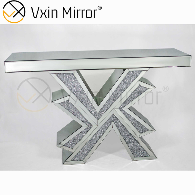 Vxin Miorror WXF-067 Suministro de fábrica Elegante mesa de consola de vidrio mental Mesa de colsole de plata barata para hotel