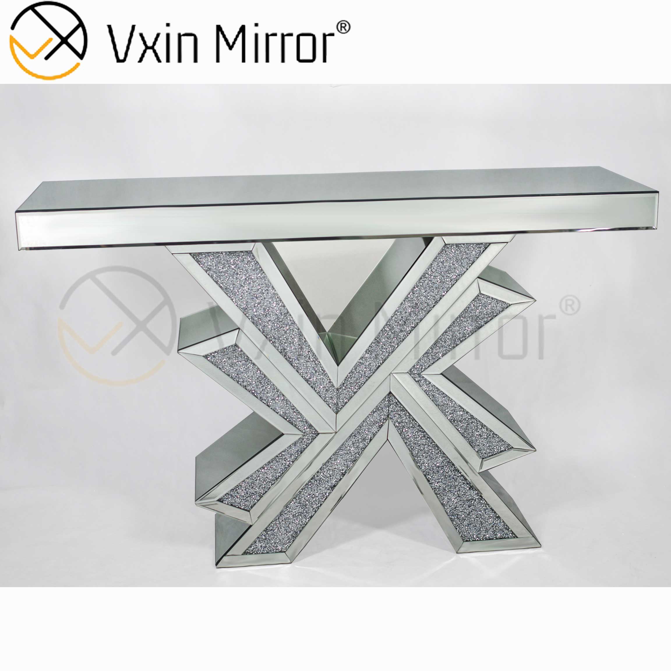 Vxin Miorror WXF-067 Suministro de fábrica Elegante mesa de consola de vidrio mental Mesa de colsole de plata barata para hotel
