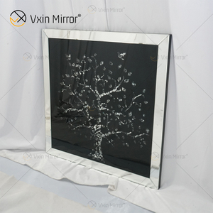 Nevina, decoración de pared, marco de espejo de árbol de manzana de cristal, marco de arte de pared de espejo biselado, forma Rectangular de cristal para sala de estar
