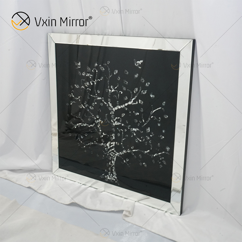 Nevina, decoración de pared, marco de espejo de árbol de manzana de cristal, marco de arte de pared de espejo biselado, forma Rectangular de cristal para sala de estar