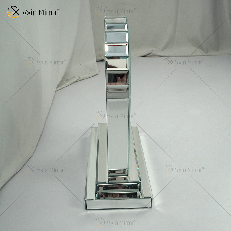 Reloj de mesa rectangular con espejo plateado y diamante triturado WXMC-056 de nuevo diseño de fábrica