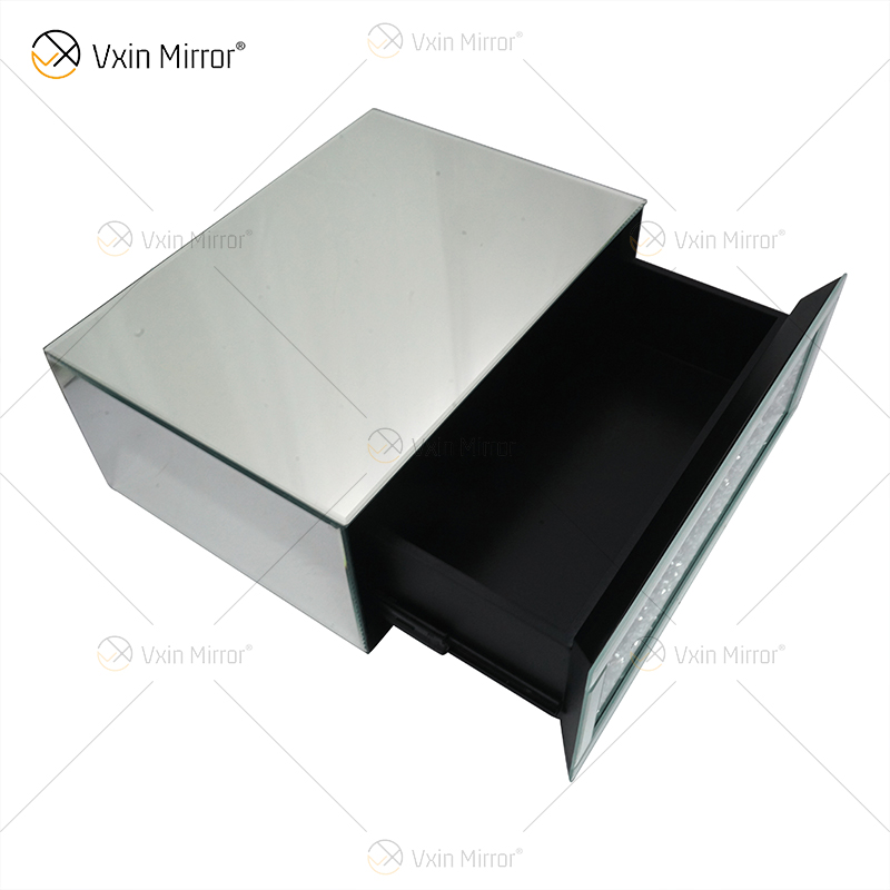 Vxin Factory Supply WXF-153 Decoración de pared plateada Estante de pared rectangular con espejo de diamante triturado plateado